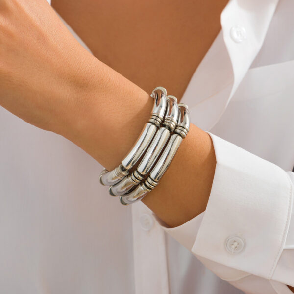 Fashionable irregular CCB bent tube bracelet with simple smooth surface Bracelet set new style - Image 7