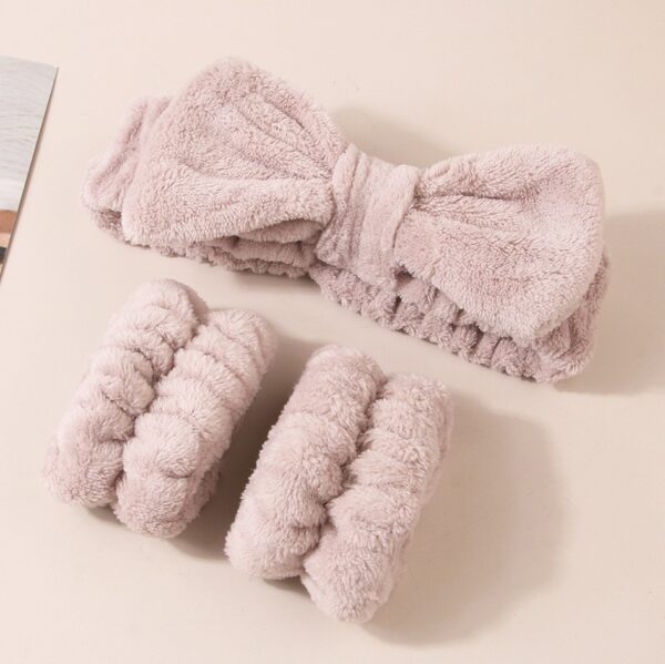 Wash face headband waterproof wrist strap set butterfly bow simple headband wrist 3-piece set - Image 14
