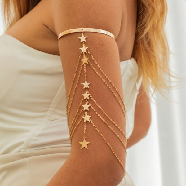 Fashionable and sexy multi-layer tassel bracelet inlaid with white anti pearl arm chain - Image 10