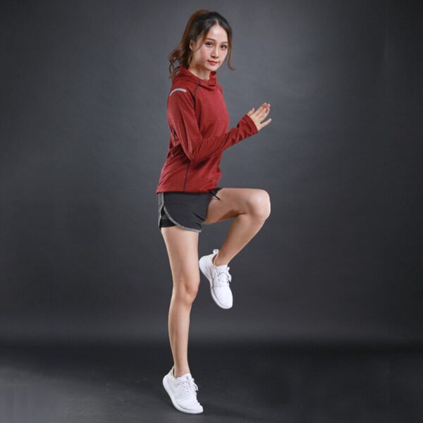 Autumn Thin Women Running T Shirts Gym Fitness Long Sleeves Sweatshirts Quick Dry Training Breathable Hood Sports Yoga Clothing - Image 4