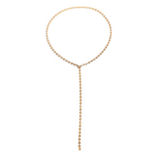 Personalized minimalist inlaid sequin necklace with cool style geometric metal copper collarbone chain for women - Image 5