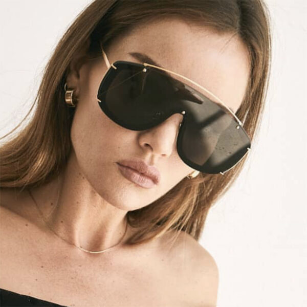 Trendy large frame one-piece sunglasses with a metallic high-end feel, Instagram sunglasses with personalized outdoor internet celebrity sunglasses - Image 2