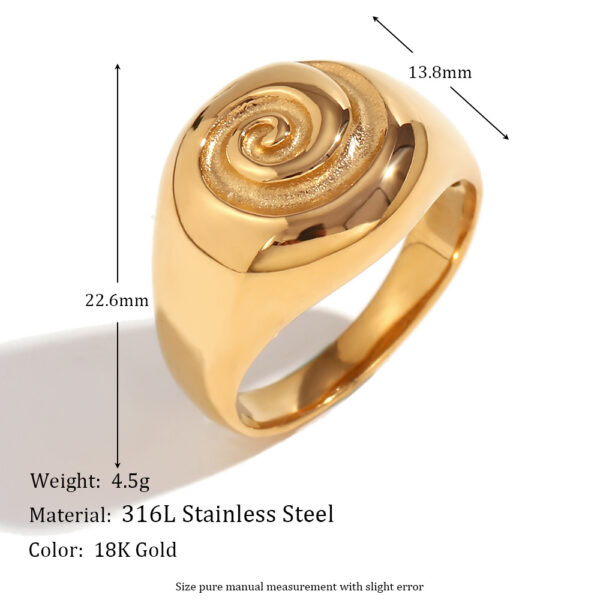 European and American fashion niche personality retro temperament hand jewelry round face vortex ring for women - Image 4